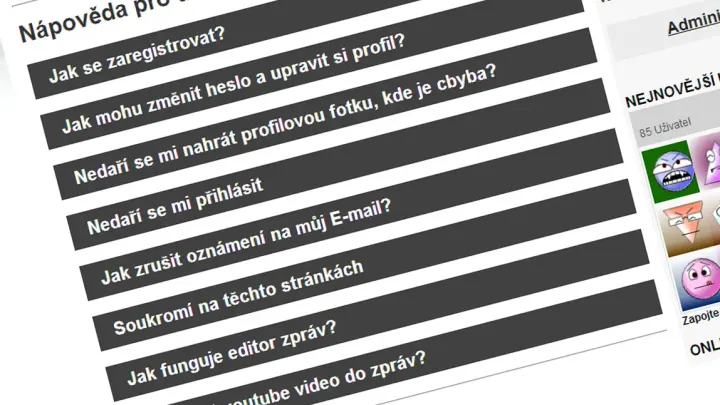 Nová nápověda k použití těchto stránek