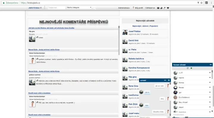 Konečné aktualizace webu - Funkce chat