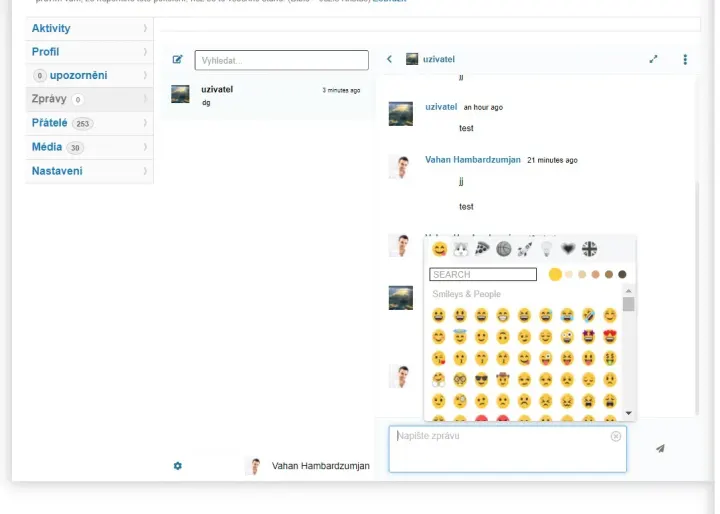 Aktualizace webu - funkce soukromých zpráv
