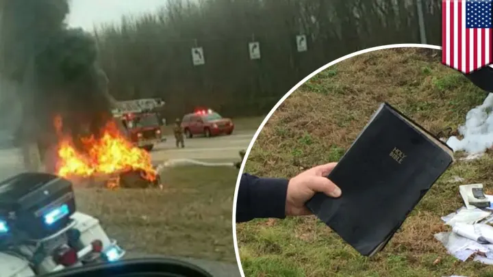 Bible přežila výbuch po autonehodě
